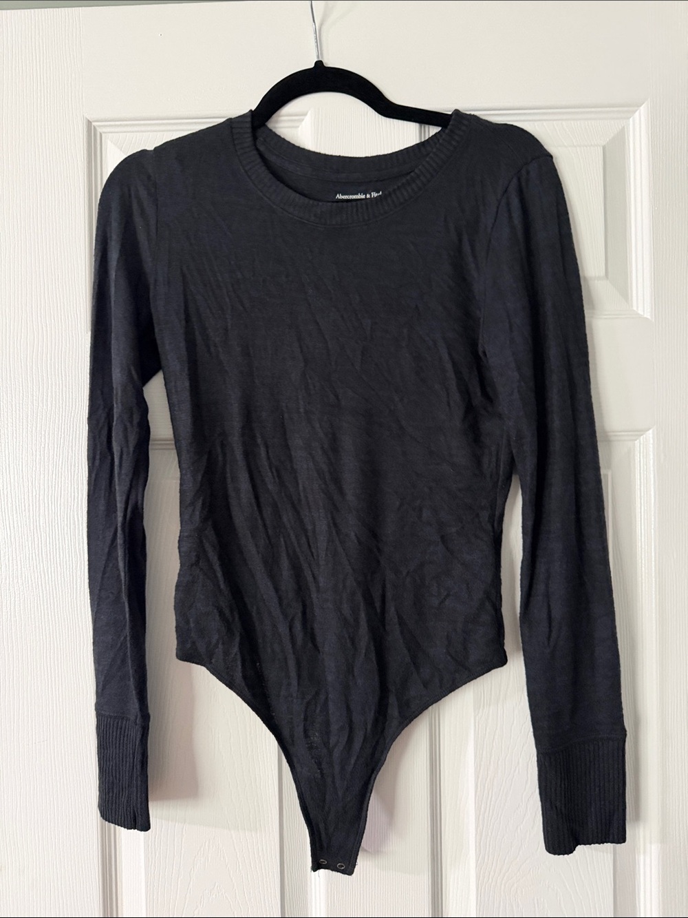 Abercrombie & Fitch Black Long-Sleeve Crew Bodysuit